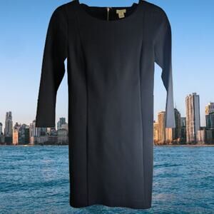 J Crew XS Petite black fitted nylon blend stretch quality dress.
